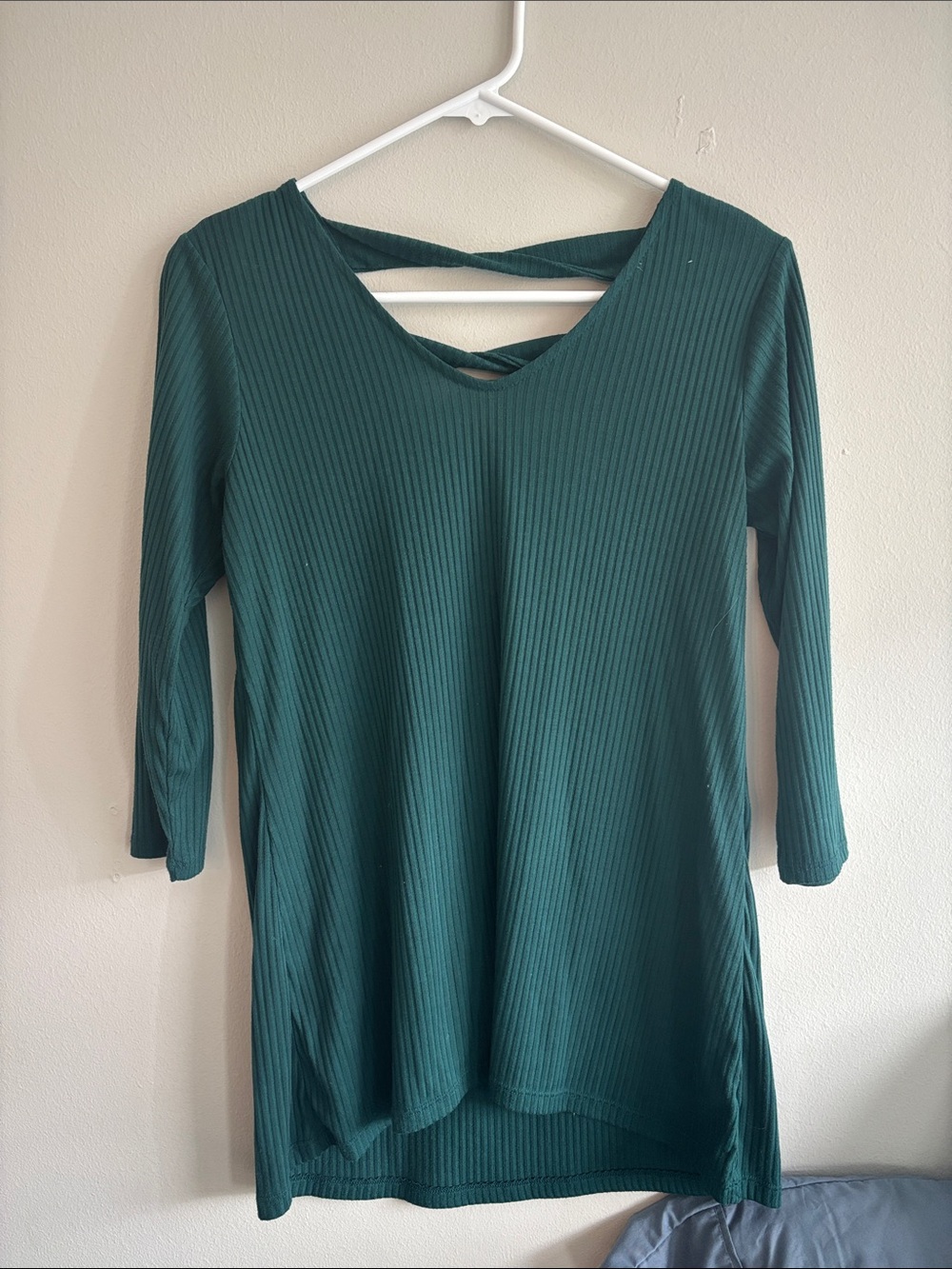 The Limited Forest Green Ribbed Crisscross Back Top